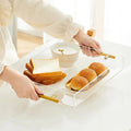 Wholesale YIJINYUAN Clear Acrylic Popsicle Tray Gold Metal Handles Transparent Decorative Lucite Storage Insert Serving Trays