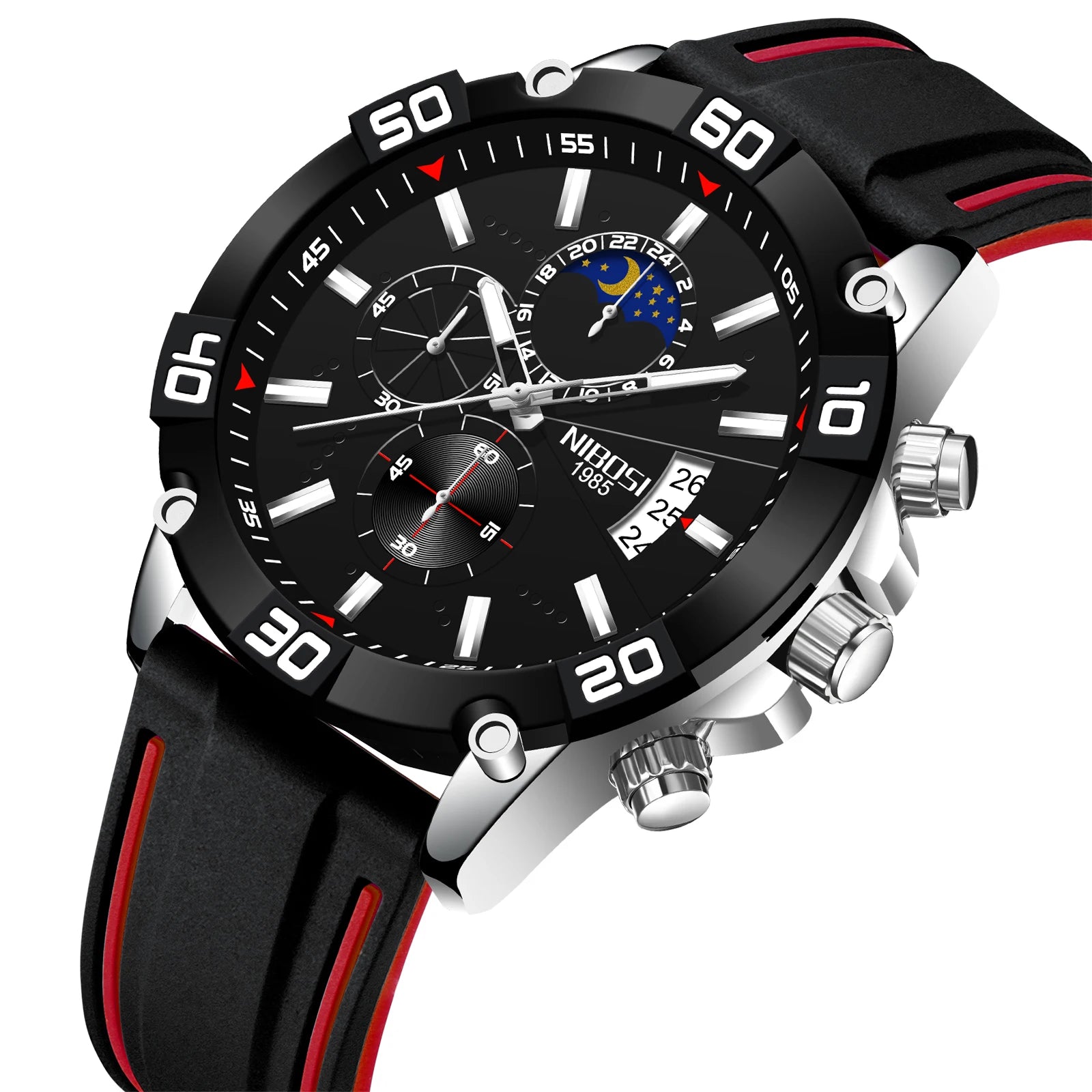 NIBOSI 2502 Wholesale Minimalist Waterproof Stainless Steel Luxury case Leather Watch Band Quartz Men Watch