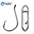 185pcs/box Black Octopus Fishing Hook Round Loop Hook Set High Carbon Steel Seawater Fixture Long Handle Fish Hook