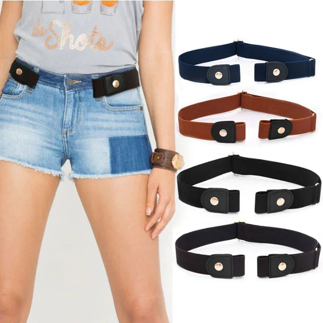 New Slim Elastic Invisible Belt Alloy Buckle PU Leather 12 Colors Simple 3cm Width 98cm Length Cheap Unisex Gift Nurse Belt