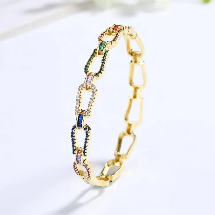 Color Chain Shape Jewelry High Quality Customizable Bracelet Hemicyclic Type 18K Gold Plating Designer Bracelets
