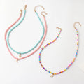 Bohemian Style Candy Colorful Acrylic Seed Beads Gold Star Moon Charm Choker Necklace Set for Women Girls