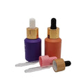 Recyclable Bamboo Wood Frosted Purple Blue Amber Essential Oil Glass Bottle 15ml 30ml Perfume  Bottle Dropper Bottle