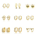 Fashion Hip-hop Style Wholesale Devil Eye Earrings 925 Sterling Silver Gold Plated Small Circle Hoop Earrings