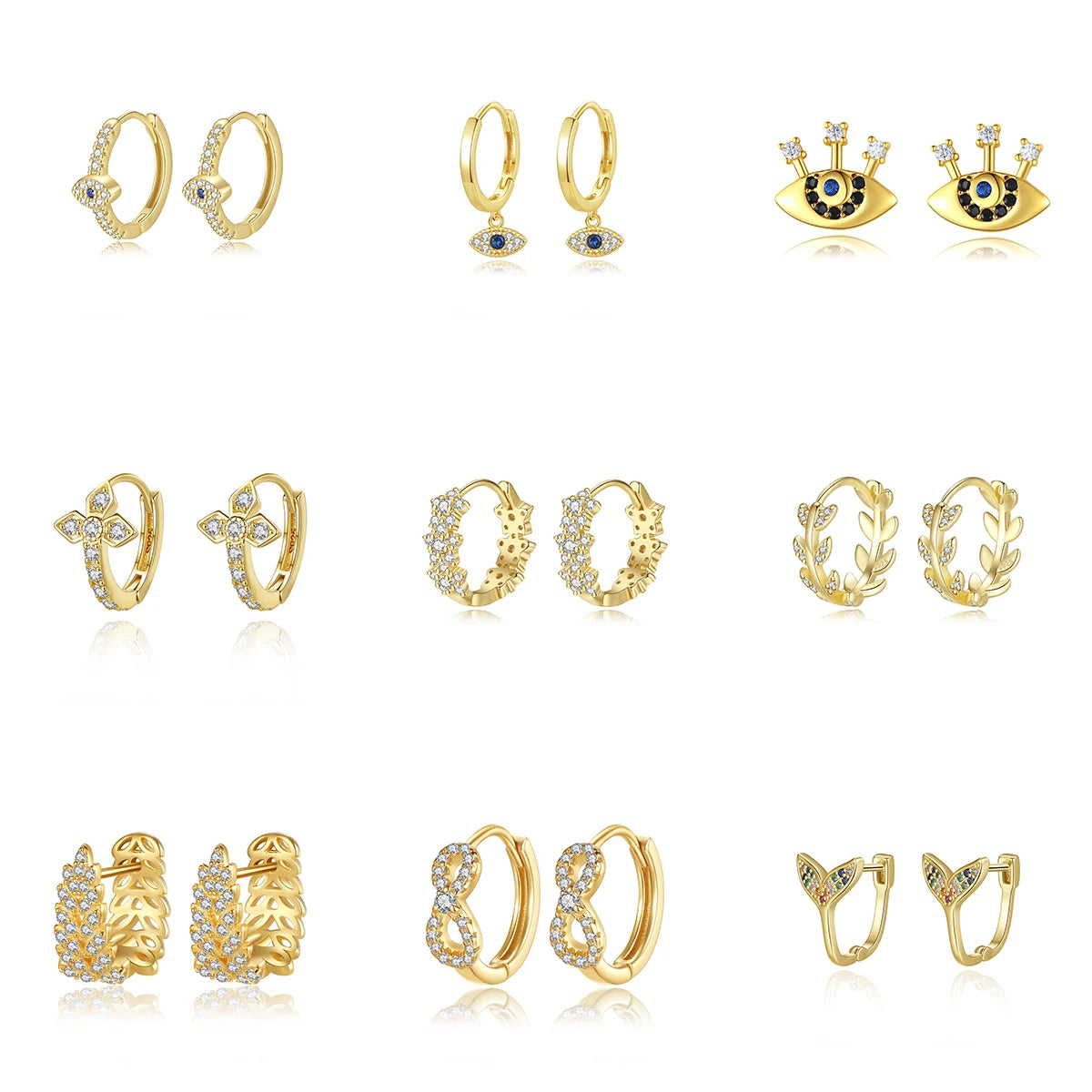 Fashion Hip-hop Style Wholesale Devil Eye Earrings 925 Sterling Silver Gold Plated Small Circle Hoop Earrings