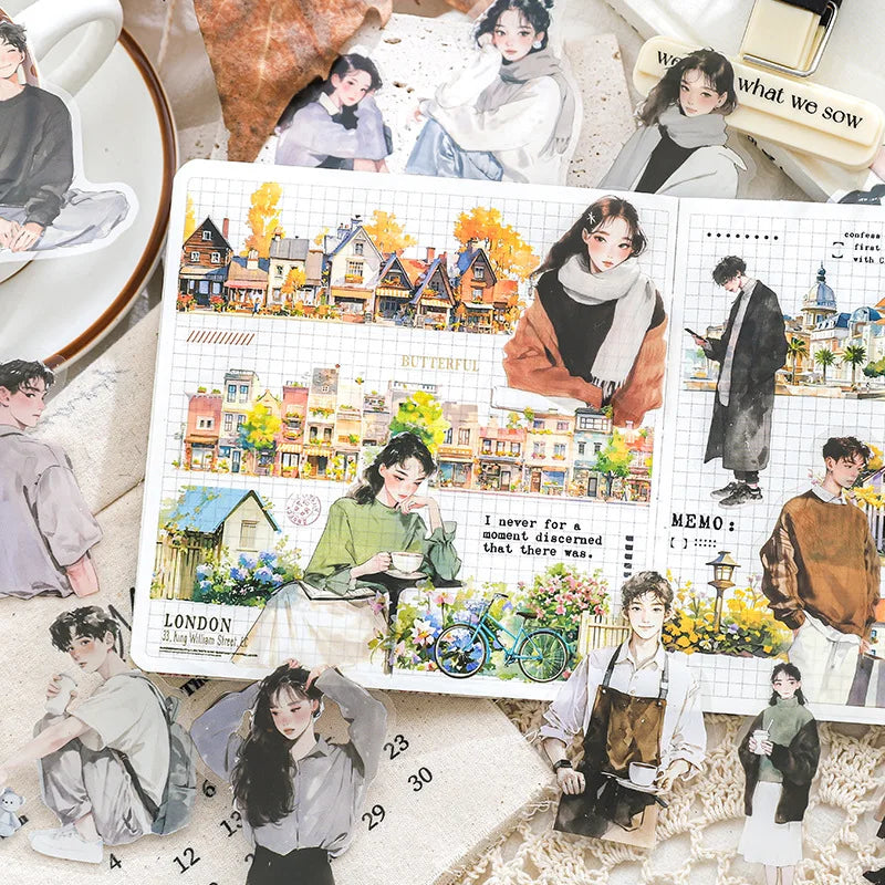 30 sheets/pack  PET sticker pack Teenage Heart Island Book series Character material bottoming collage DIY