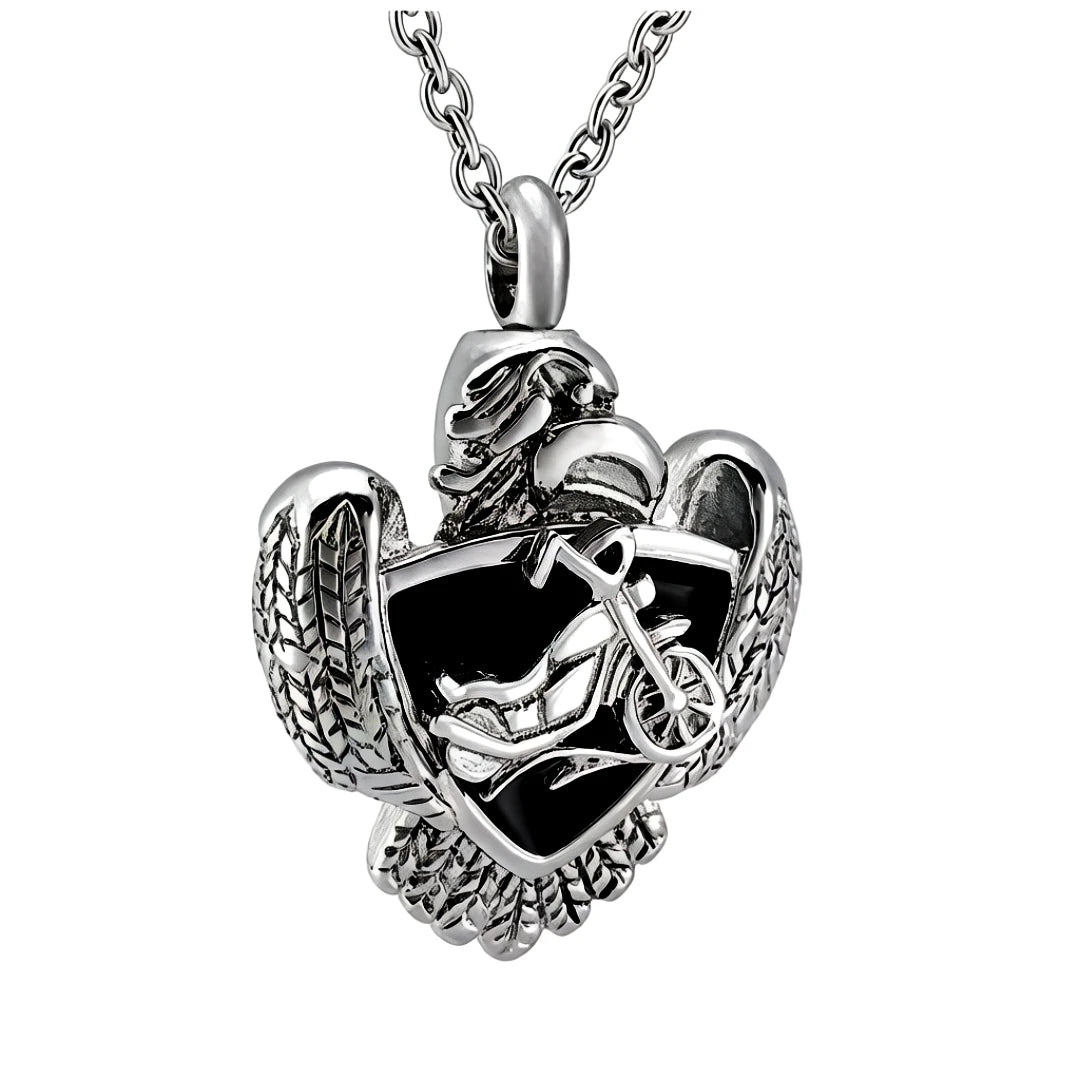 Motorcycle Eagle Urn Stainless Steel Ash Keepsake Urn Necklace Holder Memory Cremation Motorcycle Jewelry Pendant Ash Eagle Urn