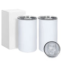 12oz Stainless Steel Vacuum Insulated White Straight  Sublimation Blanks Tumbler With Plastic Straw