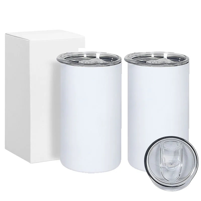 12oz Stainless Steel Vacuum Insulated White Straight  Sublimation Blanks Tumbler With Plastic Straw