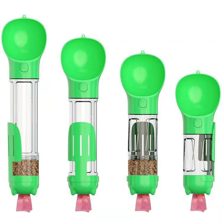 Multifunctional Portable 4 in 1 Pet Food & Water Dispenser Dog Water Bottle & Bowl Easy to Use Feeder