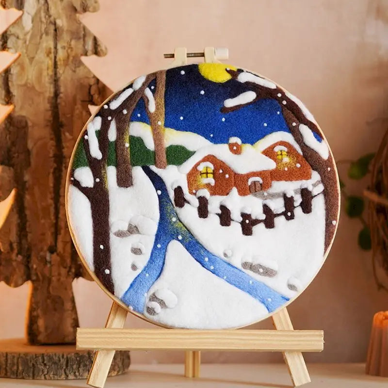 CHENISTORY DIY Wool Felting Painting Embroidery Frame Handmade Needle Wool Painting Picture Home Decors Crafts Canvas