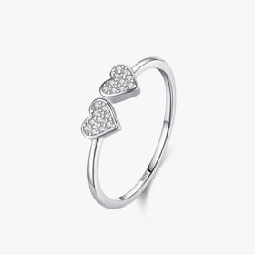 Ailmay 925 Sterling Silver Charm Heart Shiny CZ Finger Ring for Women Romantic Valentine's Day Gift Platinum Plated Fine Jewelry