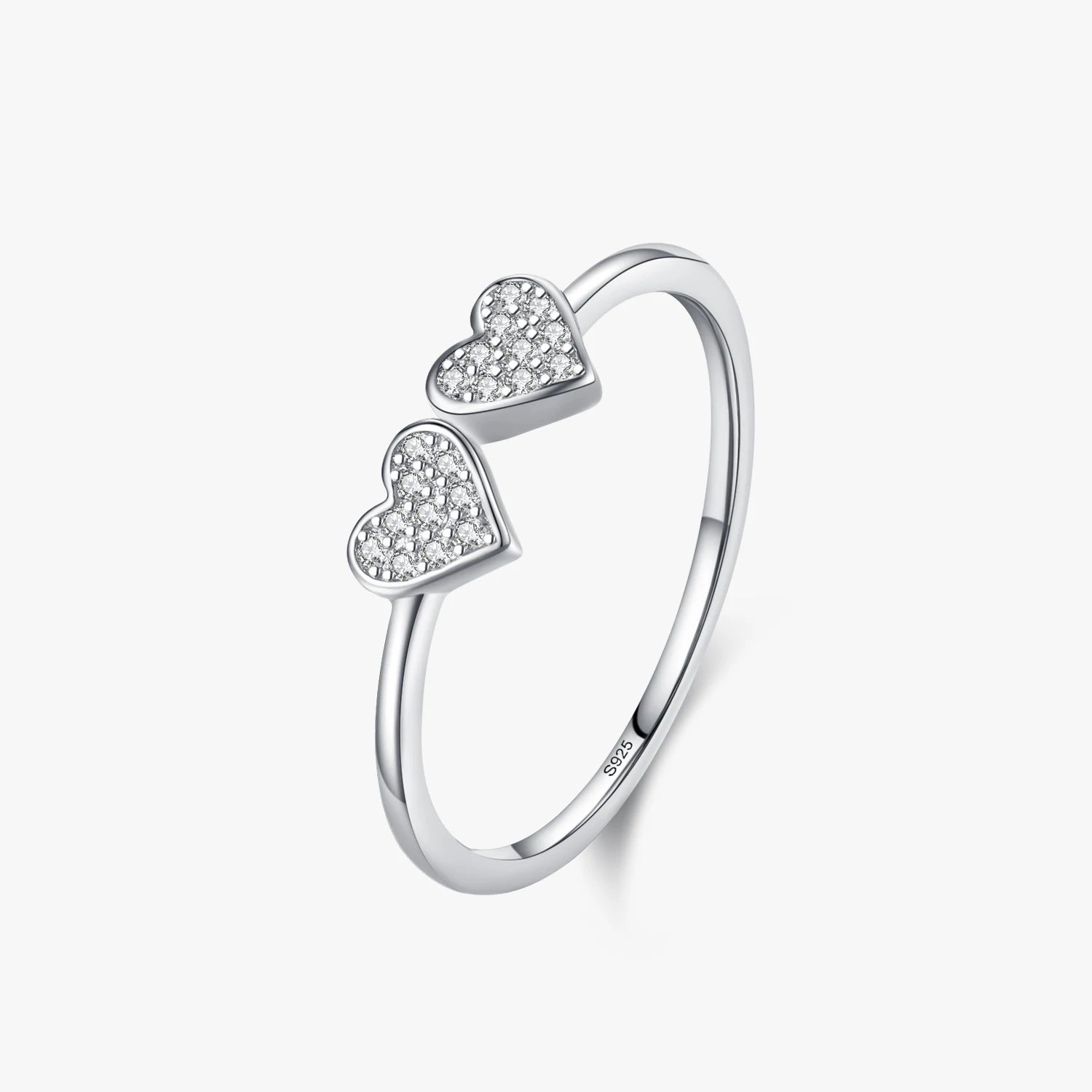 Ailmay 925 Sterling Silver Charm Heart Shiny CZ Finger Ring for Women Romantic Valentine's Day Gift Platinum Plated Fine Jewelry