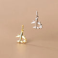 10mm Mini Golden 925 Sterling Silver Plane Charm CZ Micro Pave Pendant for Necklace Findings Supplies