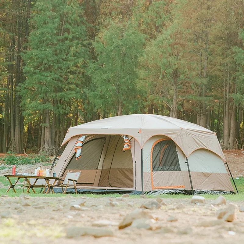 2025 Outdoor Camping Waterproof Two Rooms One Hall Big Tent Camping Portable Equipment Sunscreen Tent