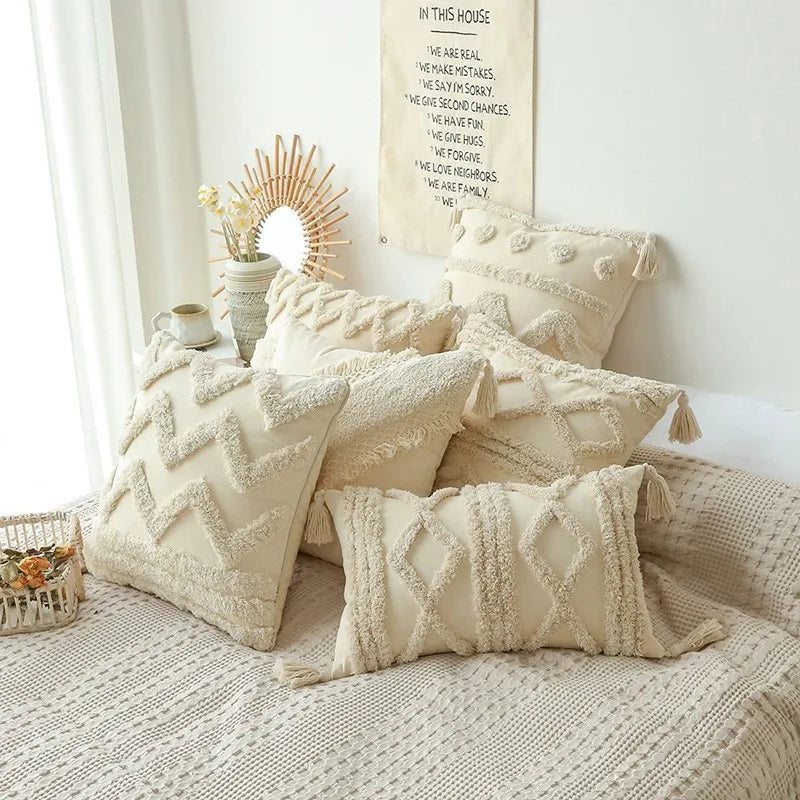 Moroccan Nordic Plush Boho Pillow Covers Sofa Bohemian Pillow Covers Modern Minimalist Living Room Decor Pillow for Couch MegaBDM