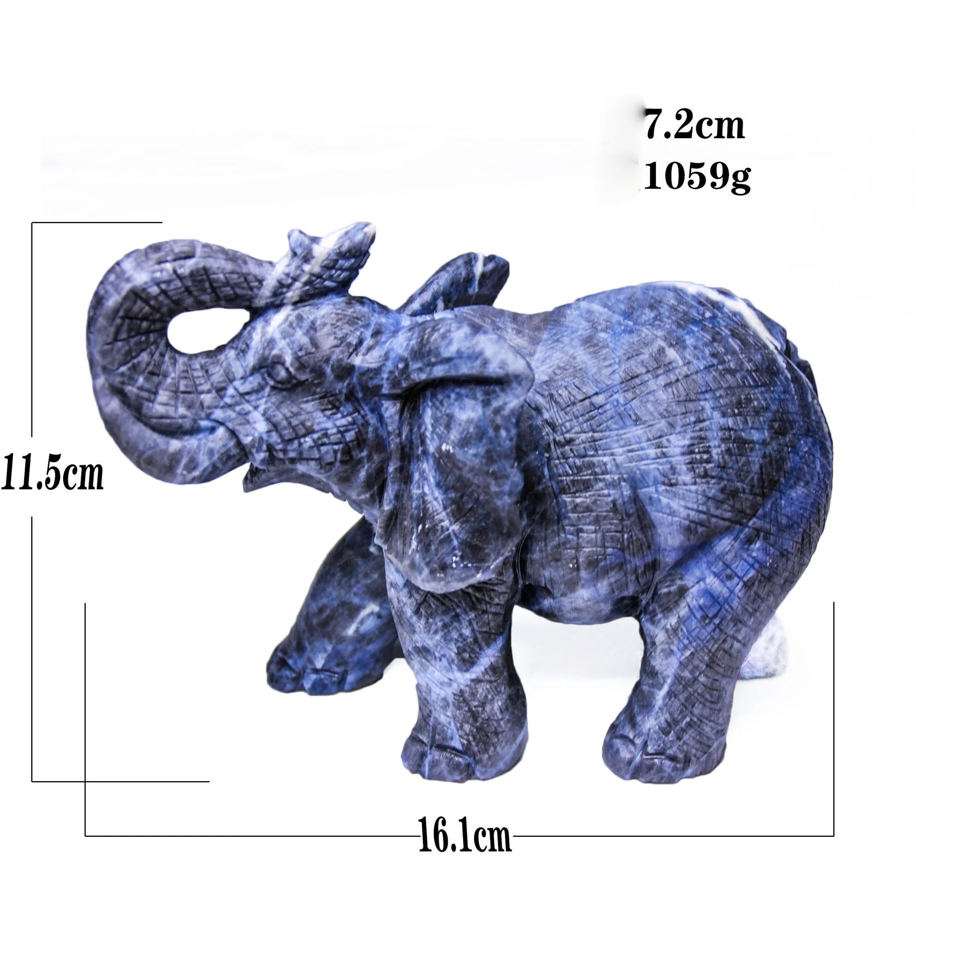 Huiying 160*115mm Hand Carved Elephant Natural Sodalite Stone Elephant for Home Decoration