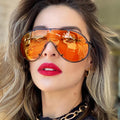 Kenbo New Luxury Brand Unique One Piece Shield Sunglasses for Women Oversized Hollow Frame Rivet Sun Glasses Men Eyewear