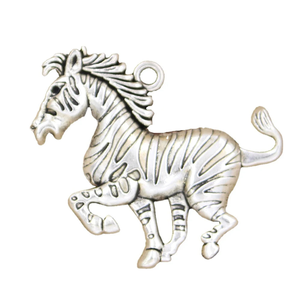 Charms zebra Pinto 50x40mm Tibetan Silver Color Pendants Antique Jewelry Making DIY Handmade Craft