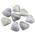 Wholesale  Natural crystal white moonstone heart  Hand Made crystal hearts blue flash crafts for decoration and gifts