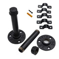 Home Decor Natural Painted Black Malleable Iron Metal Pipe Fittings with Wooden Bathroom Kitchen Towel Rack Shelves