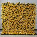 S747 Luxury Sunflower Wedding Supplies Floral Panel Decor Roll up Fabric Artificial Flowers Yellow Cloth Flower Wall Backdrop