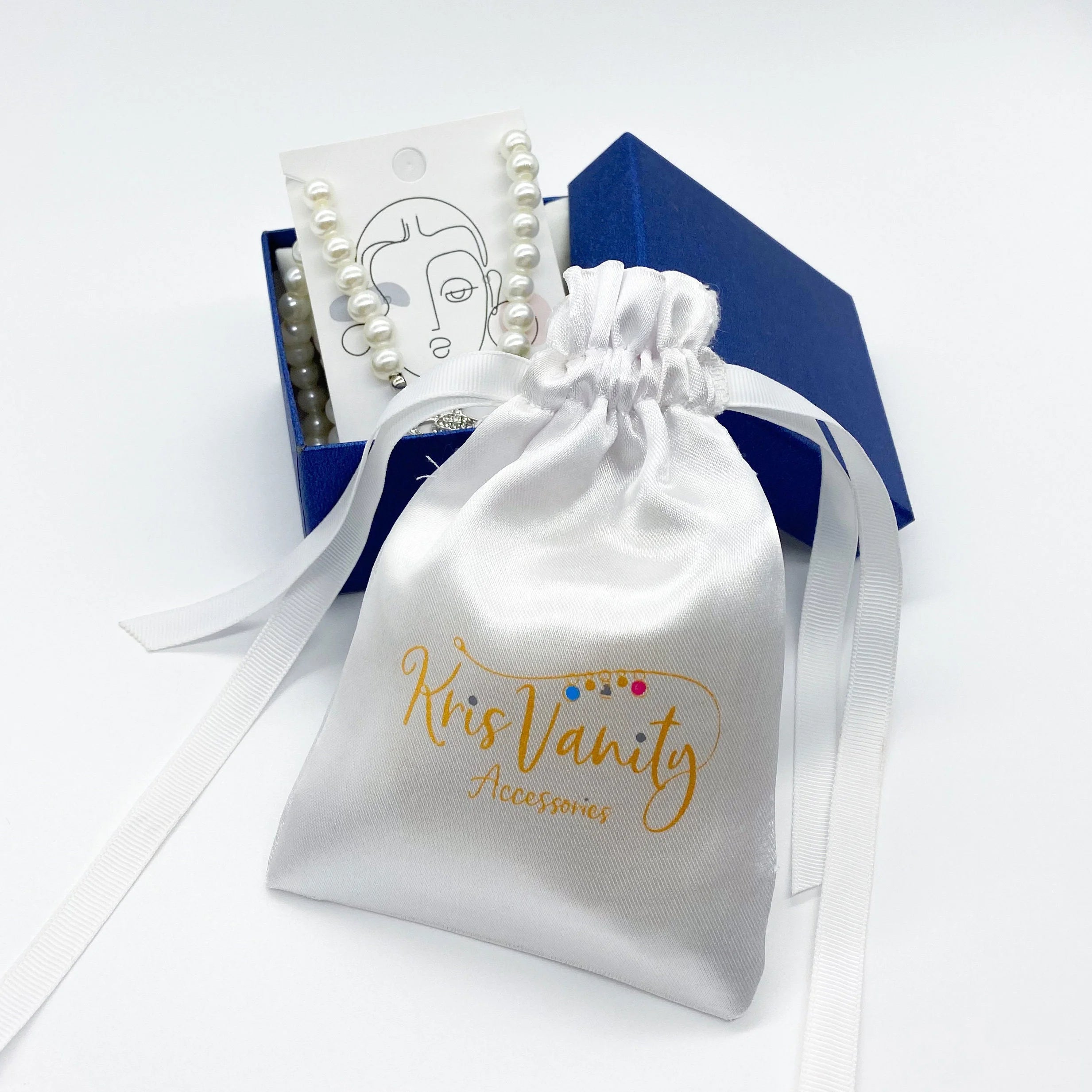 Satin Cloth Drawstring Bag Jewelry Gift Packaging Pouches Custom Logo Silk Bags for Hair Extensions