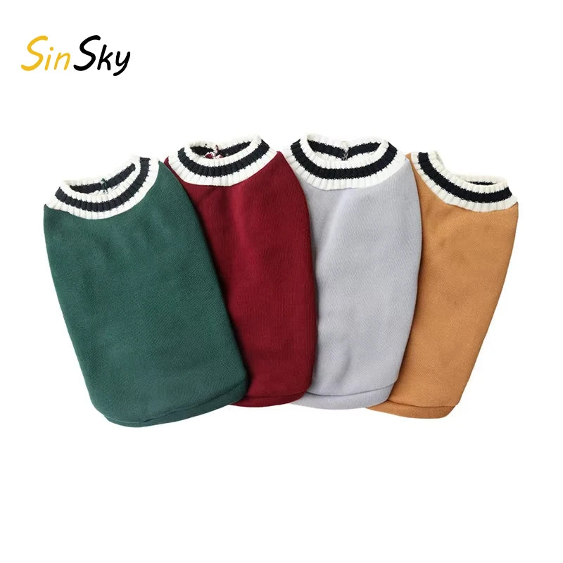 SinSky Hot Sale Lovable Small Dog Hoodie Apparel Knitted Vest Casual V-neck College Style Vest Cute Pet Dog Clothes