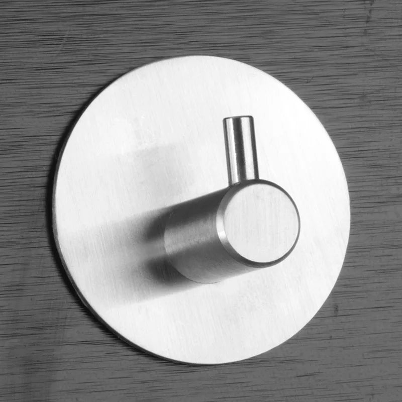 Stainless Steel Door Hook Black Silver Towel Hook Self-Adhesive Wall Hooks for Kitchen Bathroom