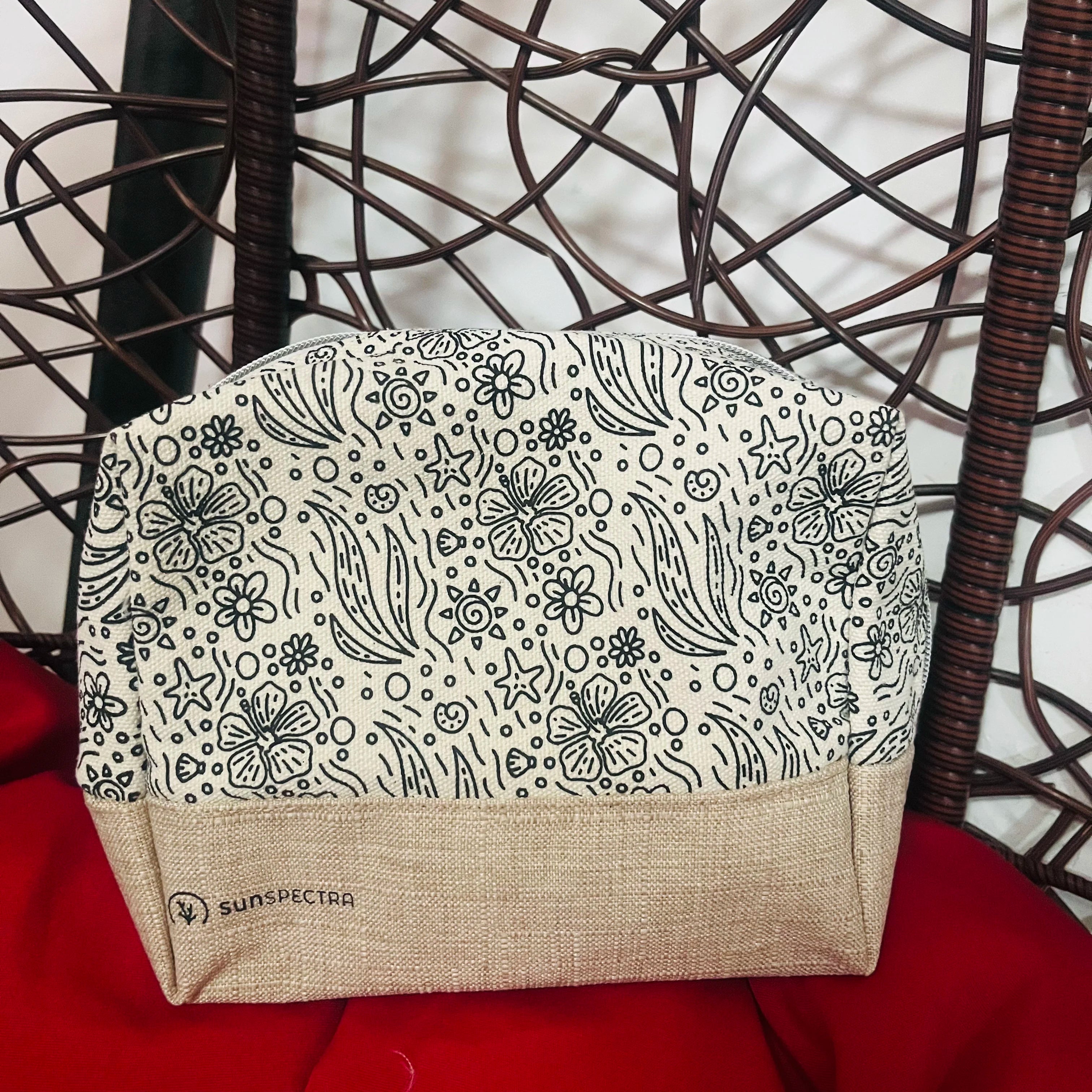 Organic Cotton Canvas Zipper Pouch Linen Jute Makeup Cosmetic Bag Eco-Friendly Shopping Bags