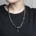 Elegant Black Zircon Multi-Layer Twining Necklace for Unisex Cool Mosaic Cross Clavicle Chain Necklaces Jewelry