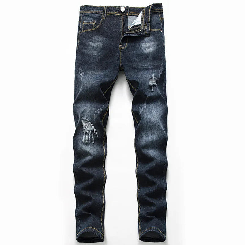 Retro Classic Style Jeans Pants Denim Tapered Mens Jeans Stretch Men Trousers Jeans