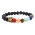Natural Stone 7 Chakras Beads Bracelet Dog Paw&Heart Charm Bracelet for Women Men