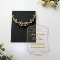 Custom Shape Clear Acrylic Wedding Invitation Black Acrylic Menu Wedding Invite with Envelope