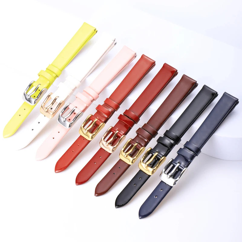 Thin Bracelet for Women Glossy Surface Genuine Leather Watch Bands Durable Cow Leather Wrist Band Loop in 6 8 10 1214 16 18mm