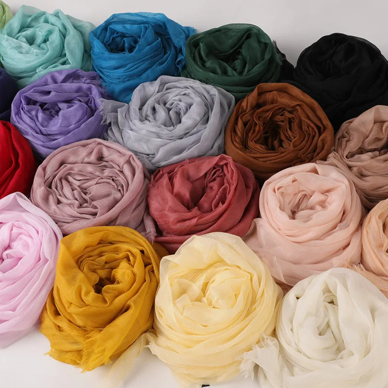Factory Stock Luxury Thin Ring Cashmere Scarves Lady Solid Color Spring Travel Shawl Sunscreen Soft Smooth Feeling European