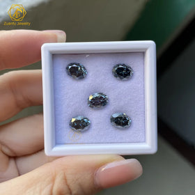 Wuzhou Factory Wholesale Price Top Quality Blue Grey Color Oval Cut 6x8MM Synthetic Moissanite Per Carat