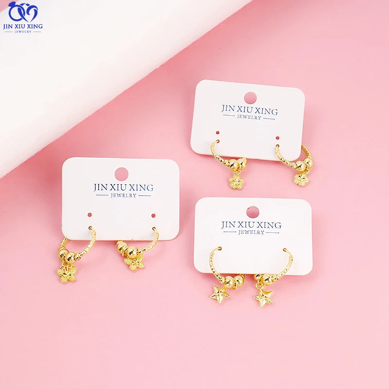 JXX JEQ-Z11-131 Ladies/Kids Classic Gold Hoop Earrings Women's Gold Plated Brass Hoop Earrings With Bead Drop Earrings