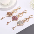 Love Shape Diamond Keychain Pendant Heart Lock Key Chain Wholesale Custom Jewelry for Women Lock and Key Couple Key Chain