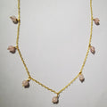 Trendy 14K Gold Filled Link Chain Choker Collier Natural Stone Beads Pendant Necklace for Women Wedding & Engagement Gift