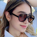Fashionable Elegant Classic Shade Retro Unisex Plastic Large Frame UV400 Protection Double Bridge Round Shape Sunglasses