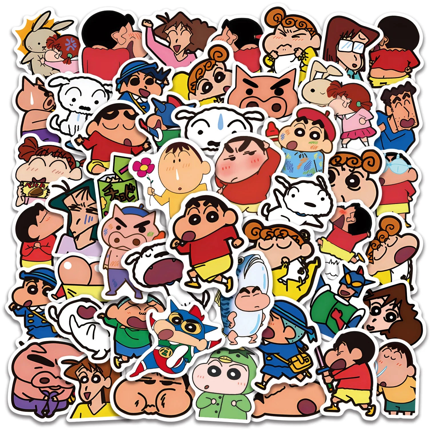 60Pcs New Japanese Cute Crayon Shin Chan Cartoon Graffiti Stickers for Gift Laptop Book Vinyl Kid Decor Sticker