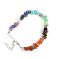 Men's Adjustable Multi-Color Natural Stone and Crystal Gravel Bracelet Plated Gold and Pearl for Wedding or Gift