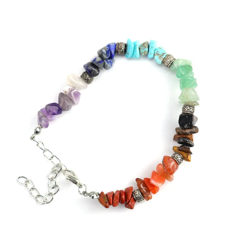 Men's Adjustable Multi-Color Natural Stone and Crystal Gravel Bracelet Plated Gold and Pearl for Wedding or Gift