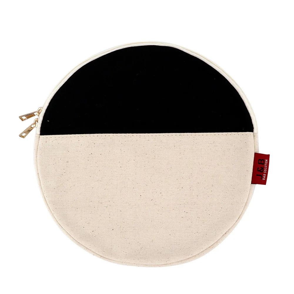Fashion Design GRS Standard Calico Canvas Cotton Whole Round Shape Cosmetic Bag Sanitary Pad Napkin Underwear Storage Pouch