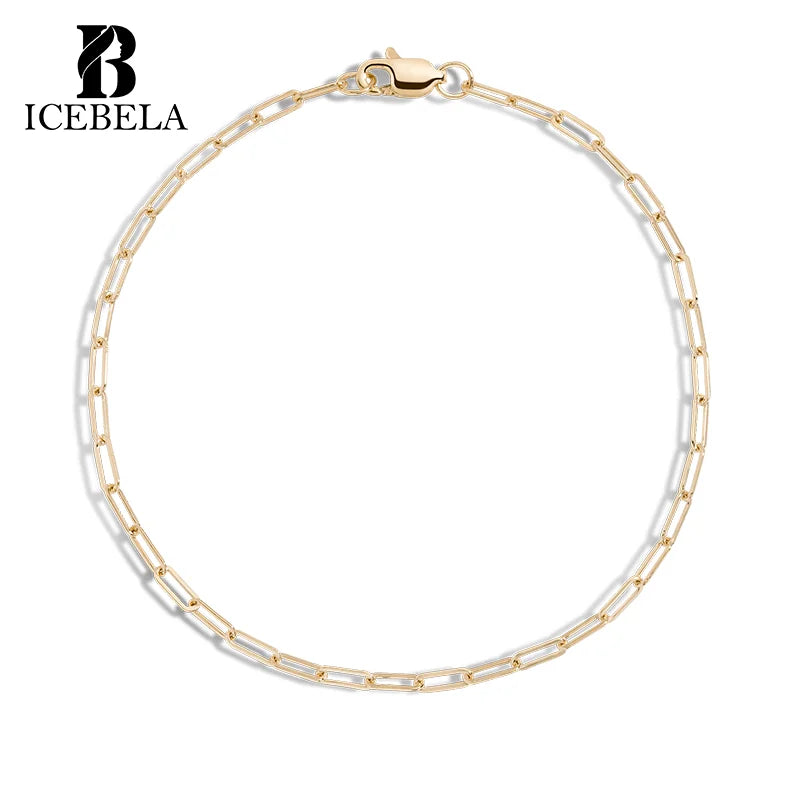 Wholesale 925 Sterling Silver Minimalist Unisex Custom 18k Gold Plated Fine Jewelry Medium Paperclip Chain Bracelet for Women