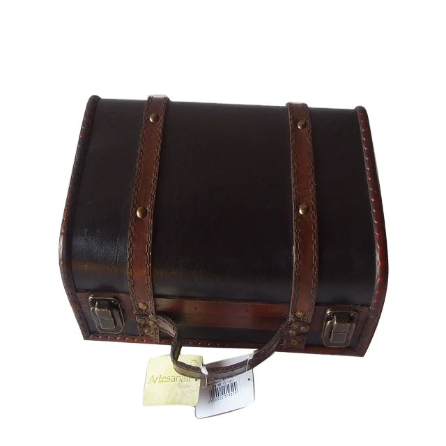 Antique Jewelry Storage Box Vintage Handmade Wooden Crafts Wholesale Wall Signs Decorative Leather Suitcase