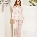 Fung 6001 Wholesale Ladies Spring New Pajamas Ice Silk Two Sets of Robe Trousers Comfortable Imitated Silk Simple Long Pajamas