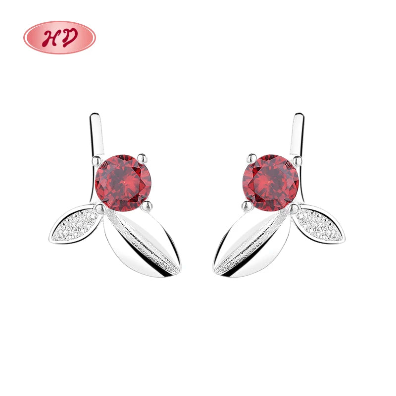 Sparkling S925 Silver Leaf Stud Earrings Wholesale Chic Design Silver Earrings 925 Fashion Jewelry for Women