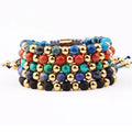 Jewelry Factory Making Gold Plated Stainless Steel Beads Natural Stone Macrame Bracelet for Men Jewelry